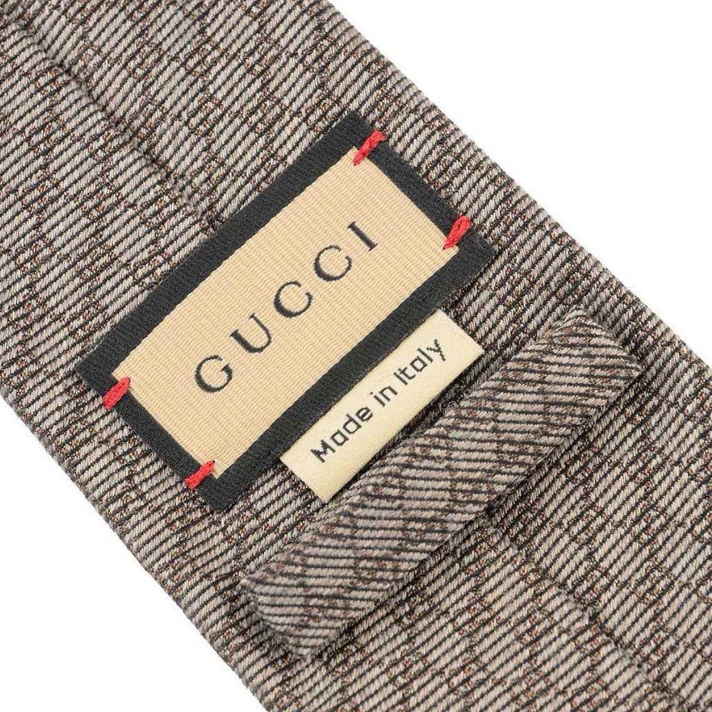 Gucci Brown Textured Silk Tie - Picture 3 of 7